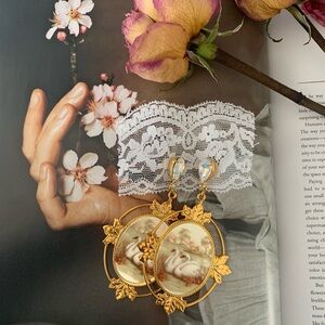 Vintage Swan Cameo Earrings